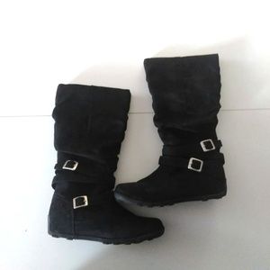 Big Girls Black Knee High Boots Size 3